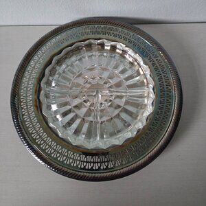 Vintage Relish Tray by International Silver Company with Glass Insert 10" Dia.